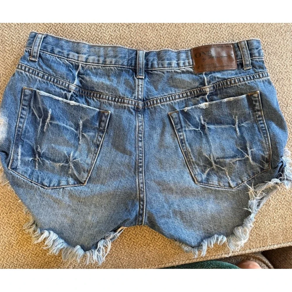 One Teaspoon $118 Sz 29‎ Bandits Relaxed Long Rise Twisted Cuff Denim Shorts